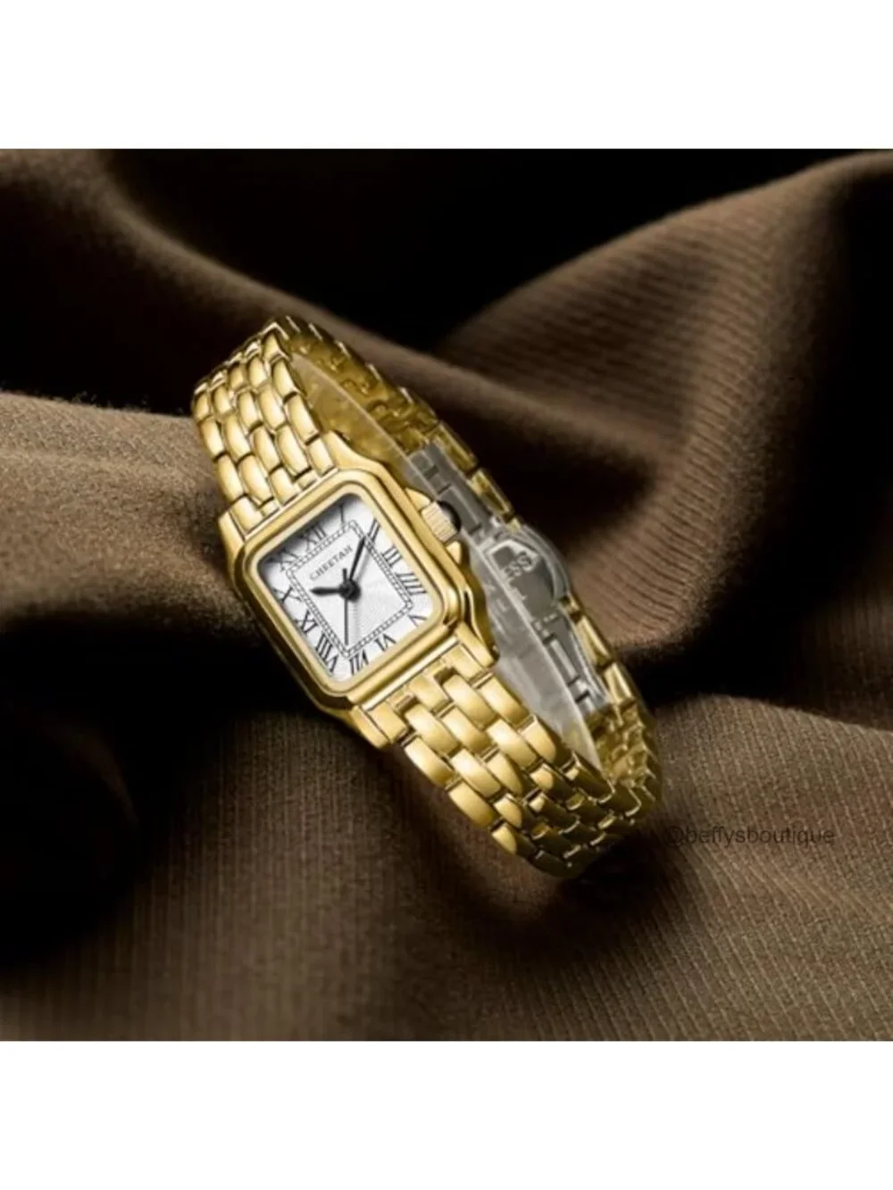 Vintage Gold Plated Bracelet Watch for Women with Roman Dial, Japanese Quartz,